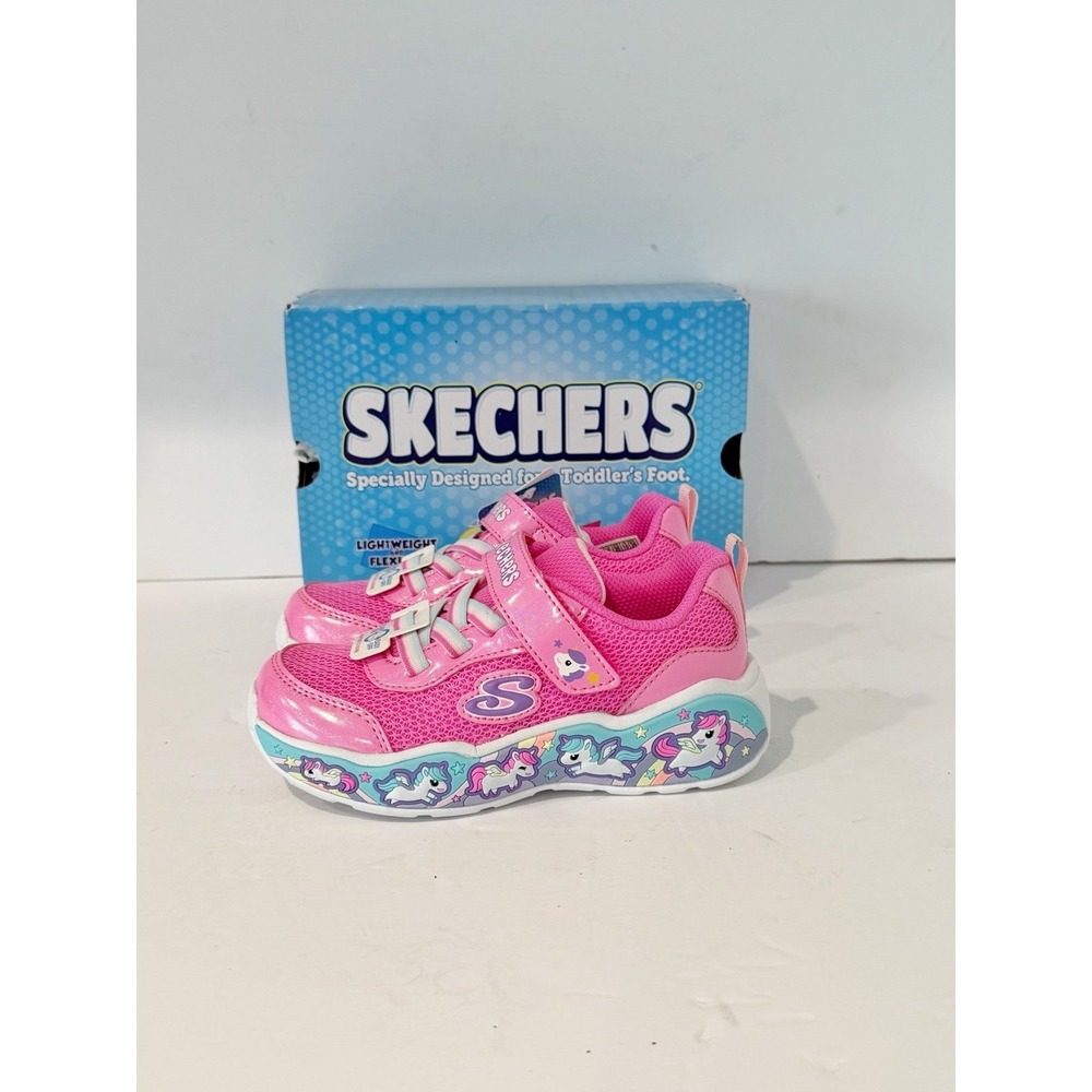 Sketchers little Girls sz 10 shoes unicorns pink Velcro y2k preppy sneakers chic